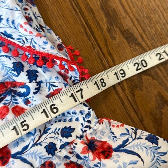 Ann Taylor red and blue floral ruffle trim maxi dress size small - Picture 10 of 12